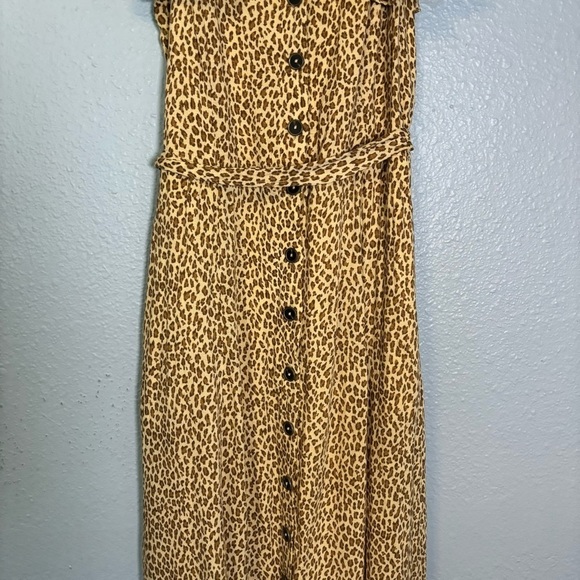 Anthropologie Bolano Leopard Print Midi Button Front Dress Size 0 Boho - Picture 6 of 14